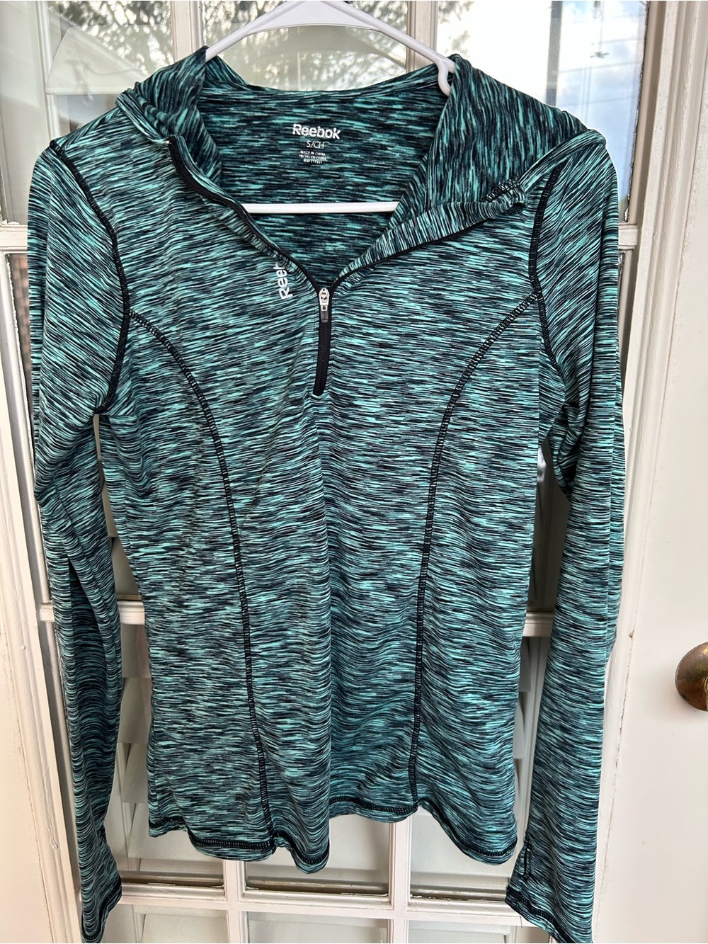 Reebok Women's Teal Space-Dye Half Zip Hoodie